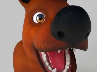 Cartoony brown dog Low-poly 3D model