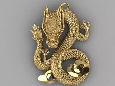 Dragon Pendant 3D print model 10