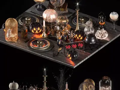 halloween table setting 3D model