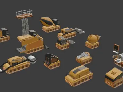 Low poly construction tools Low-poly 3D model