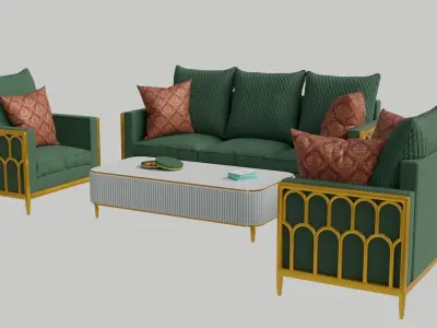 Traditional Sofa set 3d model 01 3D model