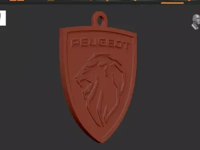 Peugeot logo key ring 01 3D print model