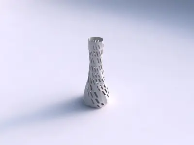Vase twisted squeezed hexagon with checker grid lattice 2 3D print model
