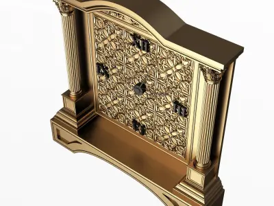 Classic Clock 016 Gold Low-poly 3D model