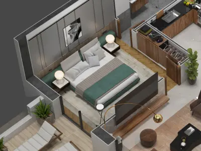 appartment floorplan k1 3D model