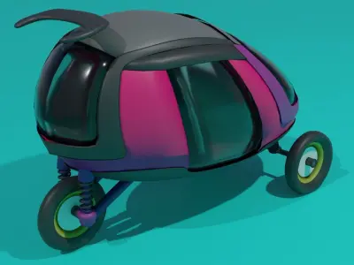 Multi-purpose hybrid electric self-charging solar tricycle v2 3D model