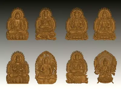 Bas-relief of Eight Buddhas 3D print model