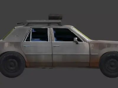 Wasteland Weathered Sedan 3D Model Low-poly 3D model