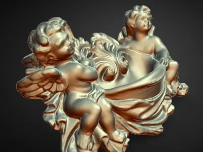 two cherubs wall decoration  moose scanned decoration 3D print model