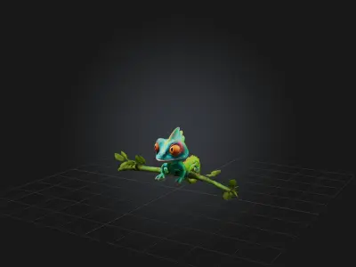 Cartoon Chameleon Low-poly 3D model purchase