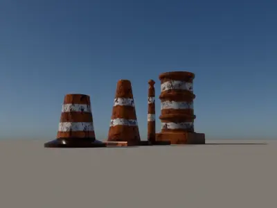 Construction Cones Low-poly 3D model