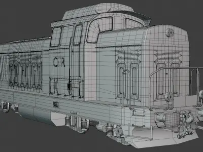 Locomotive red PBR textures 3D model