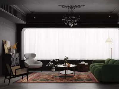 Luxury living room dining room interior scenes 21 3D model