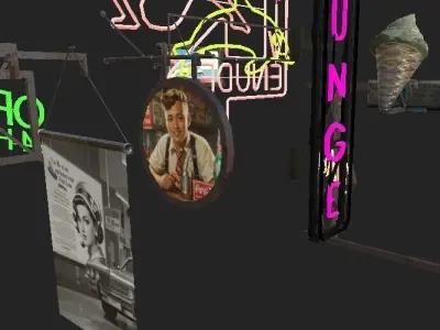 Old School Sign Advertising Pack Low-poly 3D model