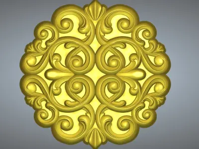 carved ornament furniture parts circle 3D print model