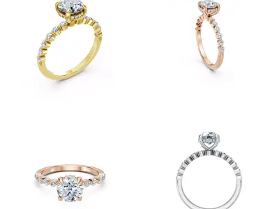 Luxury Pave Solitaire Diamond Ring CAD Design 3DM File 3D print model