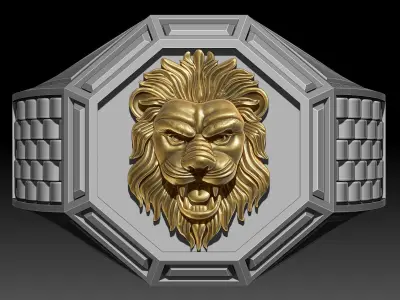 Lion Tiger Man Ring silver gold printable jewelry 3D print model