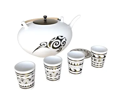 Maori tea set 3D model