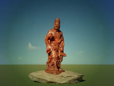 Buddhad chinese statue Low-poly 3D model