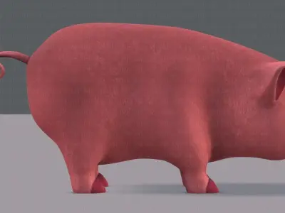 Pig cartoon V03 Low-poly 3D model