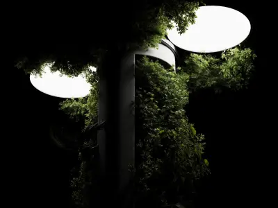 Column plant - pillar plant with ceiling light 06 Low-poly 3D model