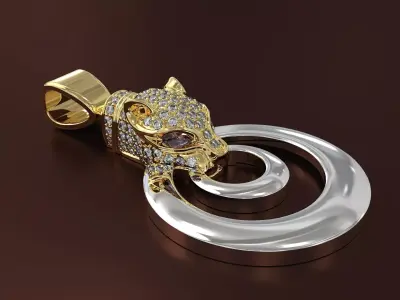 Pendant with puma head 3D print model