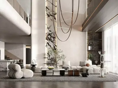 Modern Minimalist Living Room 3D model