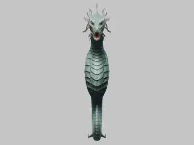Mythical Staure DRagon Snake Figure Statue Creature Low-poly 3D model
