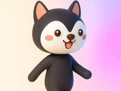 Cartoon Wolf character 3d  Low-poly 3D model