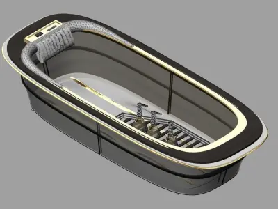 Bathtub gold Low-poly 3D model