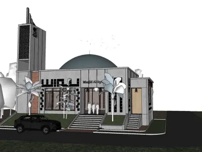 Modern Luxury Minimalist Architecture Mosque Room Prayer  3D model