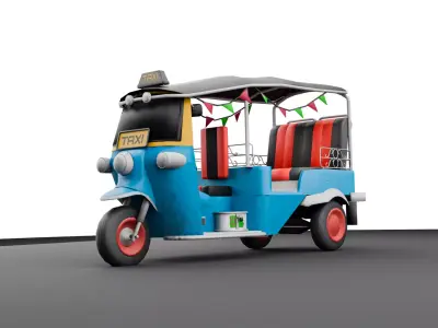 Tuk Tuk Taxi - Game Ready Asian Taxi Low-poly 3D model