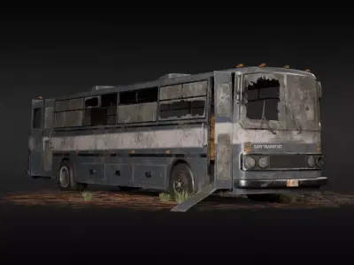 Abandoned bus Low-poly 3D model