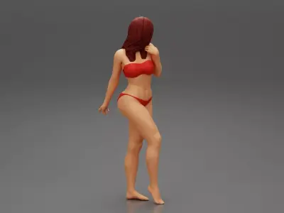 Beautiful Woman In Bikini Posing On Beach 3D print model