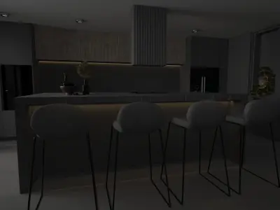 Modern kitchen002 Low-poly 3D model