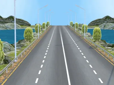 Green Hill Racing Track 3D Model Low-poly 3D model