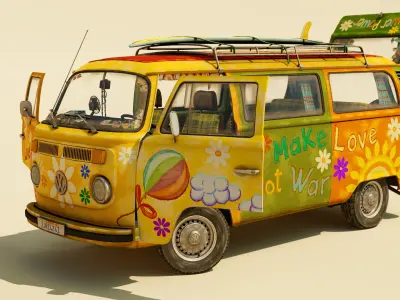 Volkswagen Transporter Van Stylized Low-poly 3D model