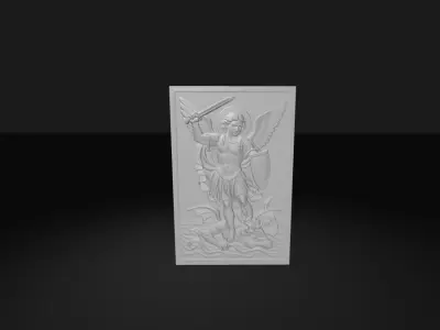 St Michael the Archangel Defeating Satan High Relief Wall Art  3D print model