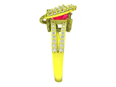 A6668 Oval Diamond Leaf Women Ring 3D Model 3D print model