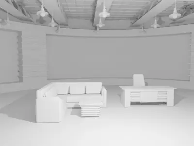Talk Show TV Studio - No Material Low-poly 3D model