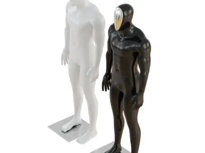 White and black male mannequins 55 3D model