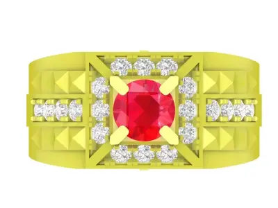 Luxury Square Gemstone Men Ring 3D Model for Jewelry 4054 3D print model