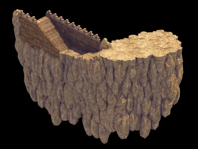 Game Mountain Building - City Wall 63 3D model