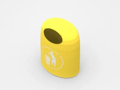 Yellow Trash Bin 3D model