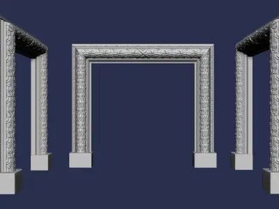 Oak Leaves Fireplace Mantel 3D model