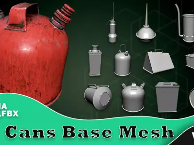 20 Oil Cans Base Mesh Vol 2 Low-poly 3D model