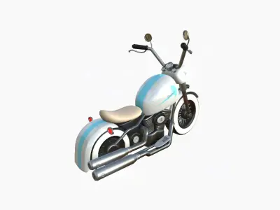 Motorcycle Cartoon A14 White Blue - Custom Vehicle Design Low-poly 3D model