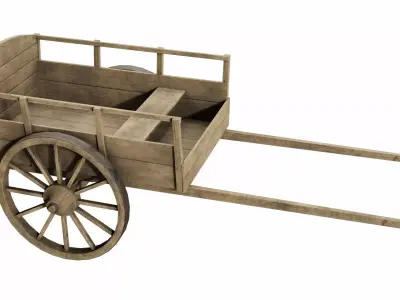 The cart wooden wagon 3D model