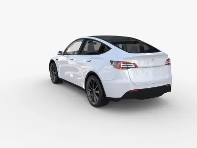 Tesla Model Y AWD White with interior and chassis 3D model