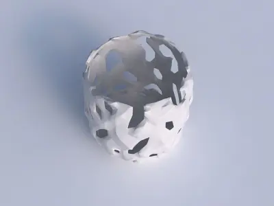 Bowl cylindrical with faceted cuts and bulges  3D print model